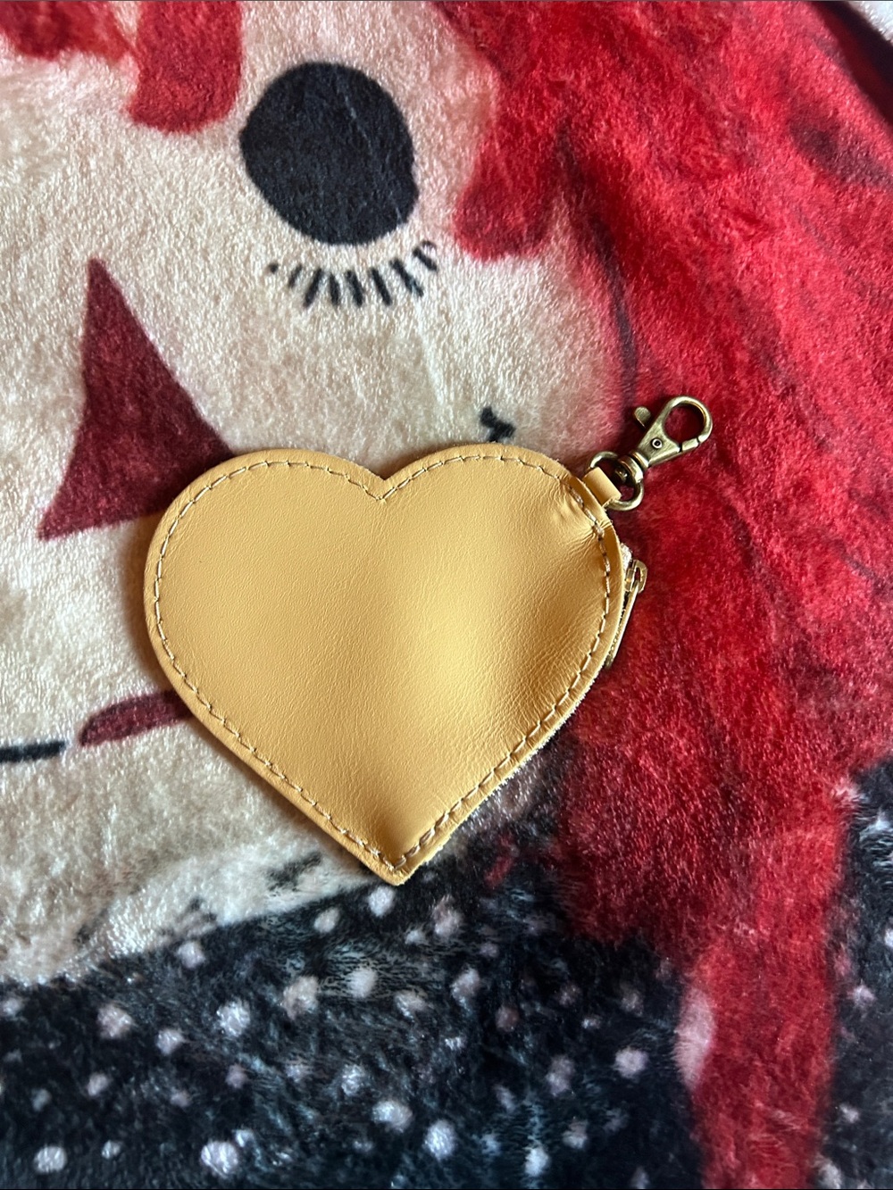 Heart-Shaped Zip Pouch Keychain in a soft  Yellow